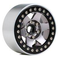 INJORA 4PCS 1.9" 6-spoke Metal Beadlock Wheel Rims for 1/10 RC Rock Crawler Car Black-Grey