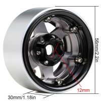 INJORA 4PCS 1.9" 6-spoke Metal Beadlock Wheel Rims for 1/10 RC Rock Crawler Car Black-Grey