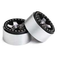 INJORA 4PCS 1.9" 6-spoke Metal Beadlock Wheel Rims for 1/10 RC Rock Crawler Car Black-Grey