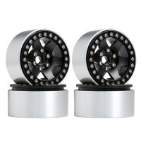INJORA 4PCS 1.9 6-spoke Metal Beadlock Wheel Rims for 1/10 RC Rock Crawler Car Black