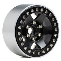 INJORA 4PCS 1.9 6-spoke Metal Beadlock Wheel Rims for 1/10 RC Rock Crawler Car Black