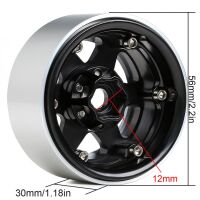 INJORA 4PCS 1.9 6-spoke Metal Beadlock Wheel Rims for 1/10 RC Rock Crawler Car Black