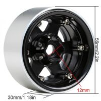 INJORA 4PCS 1.9" 6-spoke Metal Beadlock Wheel Rims for 1/10 RC Rock Crawler Car Black