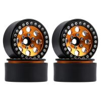 INJORA 4PCS 1.9" 8-round-hole Metal Beadlock Wheel Rims for 1/10 RC Crawler Gold