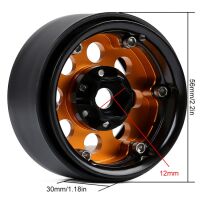 INJORA 4PCS 1.9" 8-round-hole Metal Beadlock Wheel Rims for 1/10 RC Crawler Gold