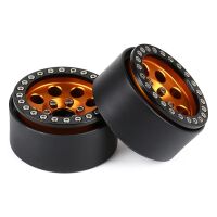 INJORA 4PCS 1.9" 8-round-hole Metal Beadlock Wheel Rims for 1/10 RC Crawler Gold