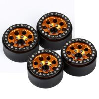 INJORA 4PCS 1.9" 8-round-hole Metal Beadlock Wheel Rims for 1/10 RC Crawler Gold