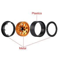 INJORA 4PCS 1.9" 8-round-hole Metal Beadlock Wheel Rims for 1/10 RC Crawler Gold