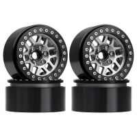 INJORA 4PCS 2.0" 12-spoke Metal Beadlock Wheel Rims Fit 1.9" RC Crawler Tires Black-Grey