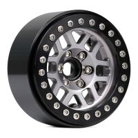 INJORA 4PCS 2.0" 12-spoke Metal Beadlock Wheel Rims Fit 1.9" RC Crawler Tires Black-Grey