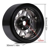 INJORA 4PCS 2.0" 12-spoke Metal Beadlock Wheel Rims Fit 1.9" RC Crawler Tires Black-Grey