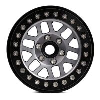 INJORA 4PCS 2.0" 12-spoke Metal Beadlock Wheel Rims Fit 1.9" RC Crawler Tires Black-Grey