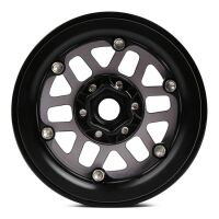 INJORA 4PCS 2.0" 12-spoke Metal Beadlock Wheel Rims Fit 1.9" RC Crawler Tires Black-Grey