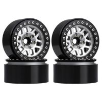 INJORA 4PCS 2.0" 12-spoke Metal Beadlock Wheel Rims Fit 1.9" RC Crawler Tires Black-Silber