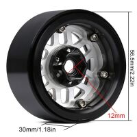 INJORA 4PCS 2.0" 12-spoke Metal Beadlock Wheel Rims Fit 1.9" RC Crawler Tires Black-Silber