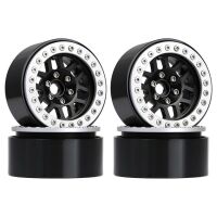 INJORA 4PCS 2.0" 12-spoke Metal Beadlock Wheel Rims Fit 1.9" RC Crawler Tires Silber-Black
