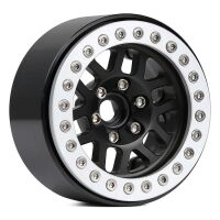 INJORA 4PCS 2.0" 12-spoke Metal Beadlock Wheel Rims Fit 1.9" RC Crawler Tires Silber-Black