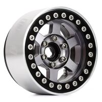 INJORA 4PCS 1.9" 6-Spokes CNC Aluminum Beadlock Wheel Rims for 1/10 RC Crawler Black-Grey (W1947)
