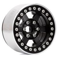 INJORA 4PCS 1.9" 6-Spokes CNC Aluminum Beadlock Wheel Rims for 1/10 RC Crawler Black (W1947)