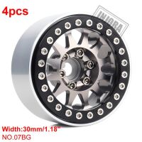 INJORA 4PCS 1.9" 12-spoke Metal Beadlock Wheel Rims for 1/10 RC Rock Crawler Black-Grey