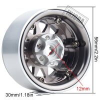 INJORA 4PCS 1.9" 12-spoke Metal Beadlock Wheel Rims for 1/10 RC Rock Crawler Black-Grey