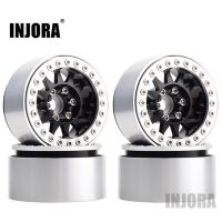 INJORA 4PCS 1.9" 12-spoke Metal Beadlock Wheel Rims for 1/10 RC Rock Crawler Silver-Black