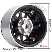 INJORA 4PCS 1.9" 12-spoke Metal Beadlock Wheel Rims for 1/10 RC Rock Crawler Silver-Black