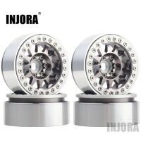 INJORA 4PCS 1.9" 12-spoke Metal Beadlock Wheel Rims for 1/10 RC Rock Crawler Silver-Grey