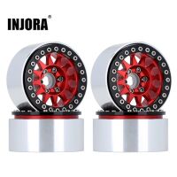 INJORA 4PCS 1.9" 12-spoke Metal Beadlock Wheel Rims for 1/10 RC Rock Crawler Red