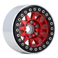 INJORA 4PCS 1.9" 12-spoke Metal Beadlock Wheel Rims for 1/10 RC Rock Crawler Red