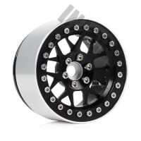 INJORA 4PCS 2.2" Silver Aluminum Beadlock Wheel Rims for 1/10 RC Rock Crawler Black