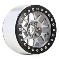 INJORA 4PCS 2.2" Silver Aluminum Beadlock Wheel Rims for 1/10 RC Rock Crawler Black-Grey