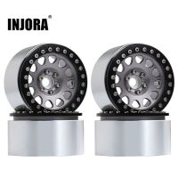 INJORA 4PCS 2.2" Aluminum Beadlock Wheel Rims for 1/10 RC Rock Crawler Black-Grey