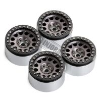 INJORA 4PCS 2.2" Aluminum Beadlock Wheel Rims for 1/10 RC Rock Crawler Black-Grey