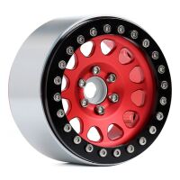 INJORA 4PCS 2.2" Aluminum Beadlock Wheel Rims for 1/10 RC Rock Crawler Red