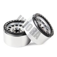 INJORA 4PCS 2.2" Aluminum Beadlock Wheel Rims for 1/10 RC Rock Crawler Black-Silver