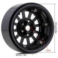 INJORA 4pcs 2.2" 12-Spokes Metal Beadlock Wheel Rims for 1/10 RC Crawler, 136g/pcs Silver-Black