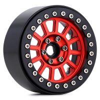 INJORA 4pcs 2.2" 12-Spokes Metal Beadlock Wheel Rims for 1/10 RC Crawler, 136g/pcs Red
