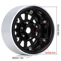 INJORA 4PCS 1.9" 12-Spokes Beadlock Wheel Rim for 1/10 RC Crawler Black