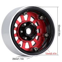 INJORA 4PCS 1.9" 12-Spokes Beadlock Wheel Rim for 1/10 RC Crawler Red