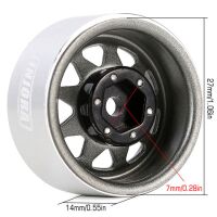 INJORA 1.0 Negative Offset 3.78mm Deep Dish Stamped Steel Wheel Rims for 1/24 RC Crawlers (4) (W1004) - Grey