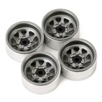 INJORA 1.0" Negative Offset 3.78mm Deep Dish Stamped Steel Wheel Rims for 1/24 RC Crawlers (4) (W1004) - Grey