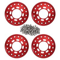 INJORA 4PCS CNC Aluminum Outer Beadlock Rings 8 ovals for INJORA 1.0" Wheel Rims Red