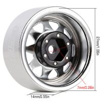INJORA 1.0" Negative Offset 3.78mm Deep Dish Stamped Steel Wheel Rims for 1/24 RC Crawlers (4) (W1004) - Silver