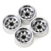 INJORA 1.0" Negative Offset 3.78mm Deep Dish Stamped Steel Wheel Rims for 1/24 RC Crawlers (4) (W1004) - Silver