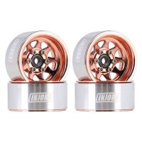 INJORA 1.0" Negative Offset 3.78mm Deep Dish Stamped Steel Wheel Rims for 1/24 RC Crawlers (4) (W1004) - Rosa/Gold