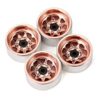 INJORA 1.0" Negative Offset 3.78mm Deep Dish Stamped Steel Wheel Rims for 1/24 RC Crawlers (4) (W1004) - Rosa/Gold