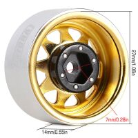 INJORA 1.0" Negative Offset 3.78mm Deep Dish Stamped Steel Wheel Rims for 1/24 RC Crawlers (4) (W1004) - Yellow
