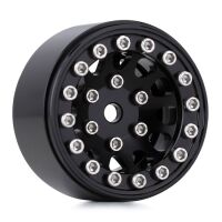 INJORA 1.0" 12-Spokes Beadlock Aluminum Wheel Rims for 1/24 RC Crawlers (4) (W1049) - Black