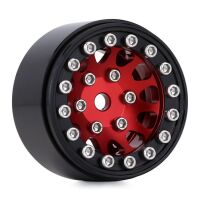 INJORA 1.0 12-Spokes Beadlock Aluminum Wheel Rims for 1/24 RC Crawlers (4) (W1049) - Red